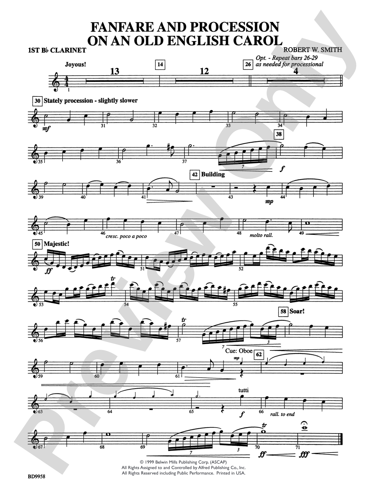 Fanfare and Processional on an Old English Carol: 1st B-flat Clarinet