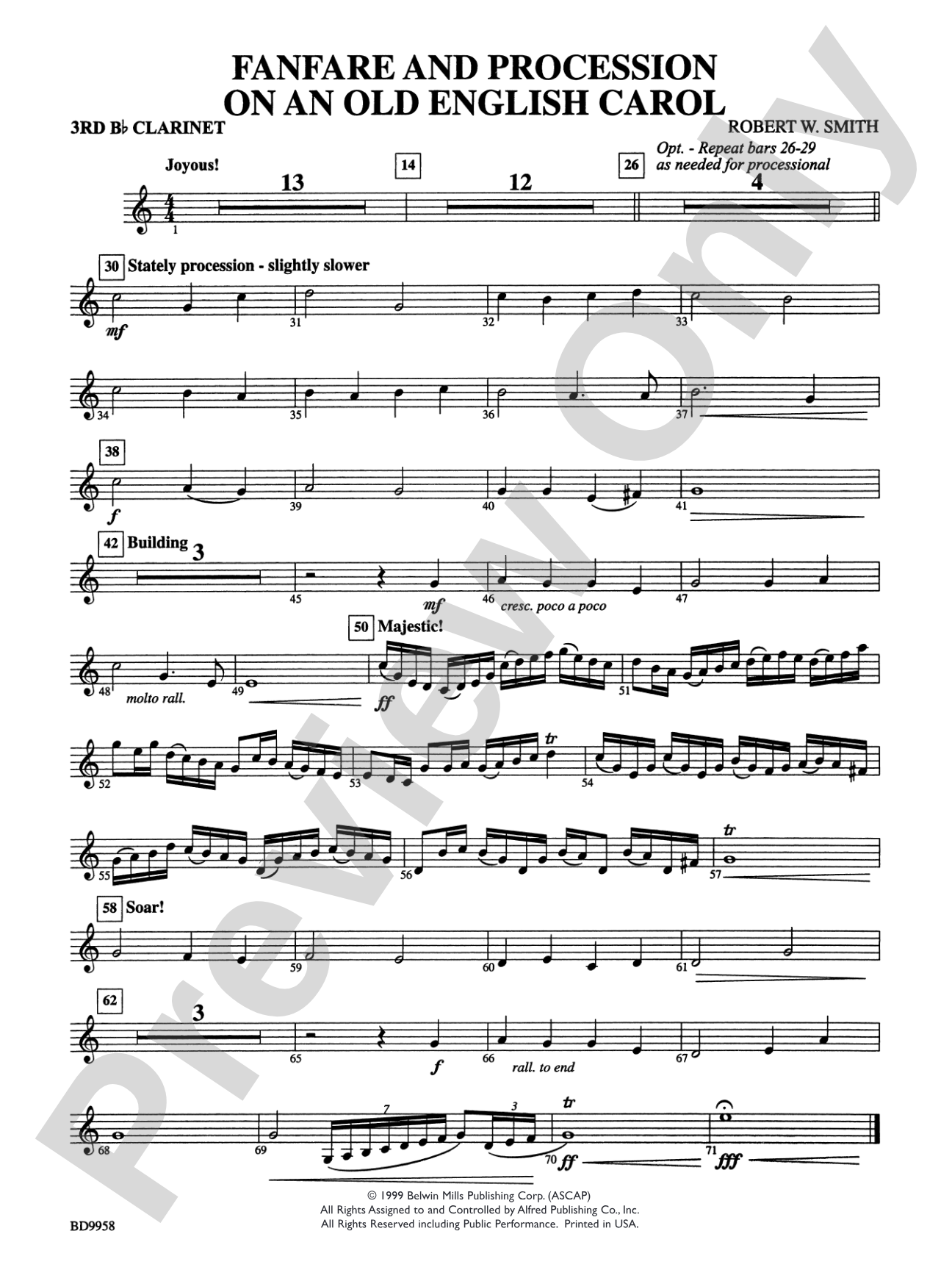 Fanfare and Processional on an Old English Carol: 3rd B-flat Clarinet