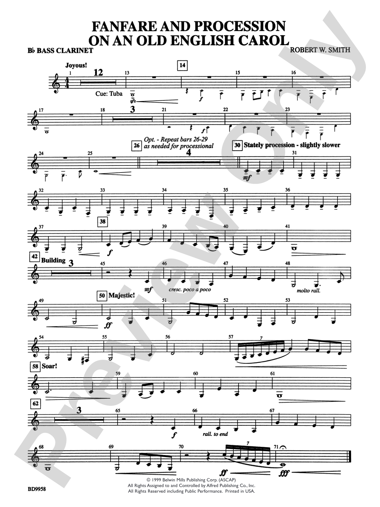 Fanfare and Processional on an Old English Carol: B-flat Bass Clarinet