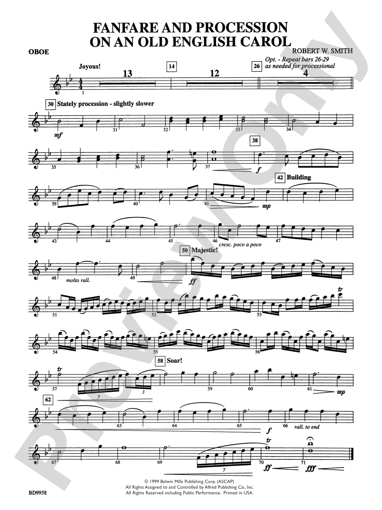 Fanfare and Processional on an Old English Carol: Oboe