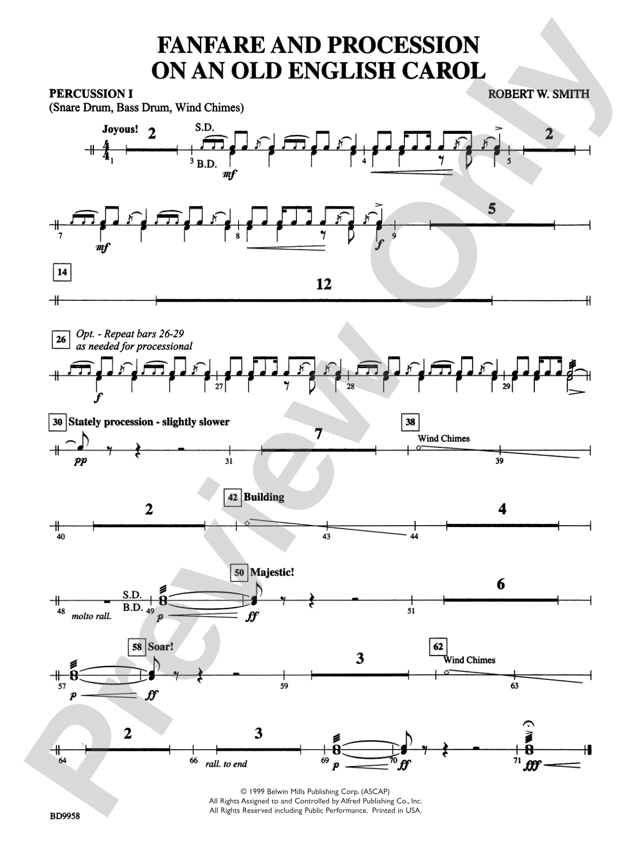 Fanfare and Processional on an Old English Carol: 1st Percussion