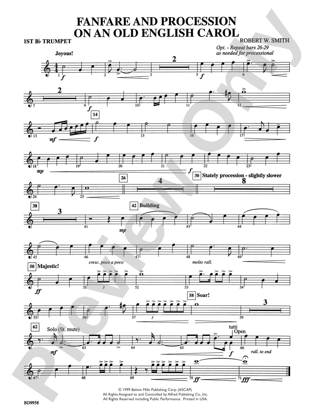 Fanfare and Processional on an Old English Carol: 1st B-flat Trumpet