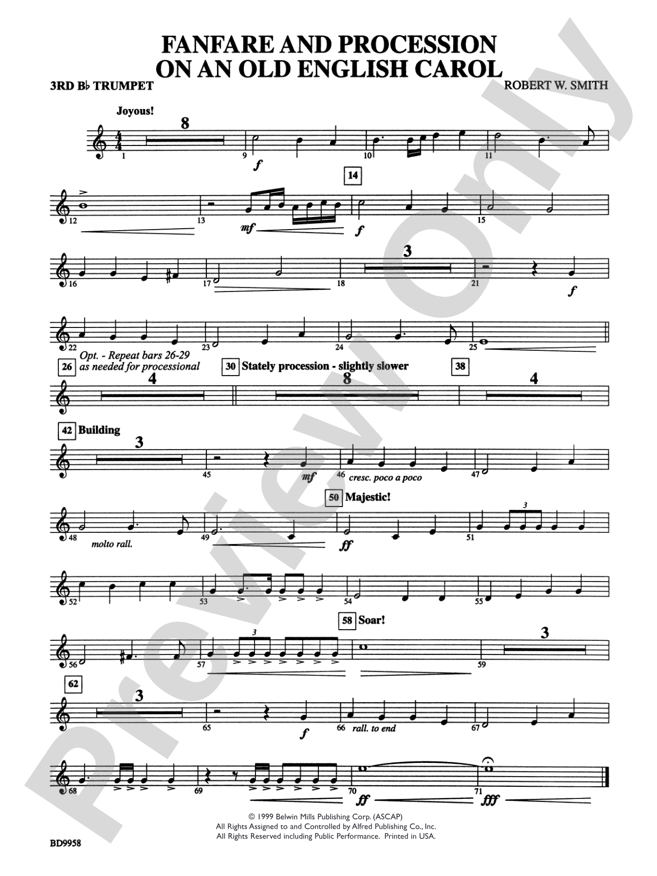 Fanfare and Processional on an Old English Carol: 3rd B-flat Trumpet