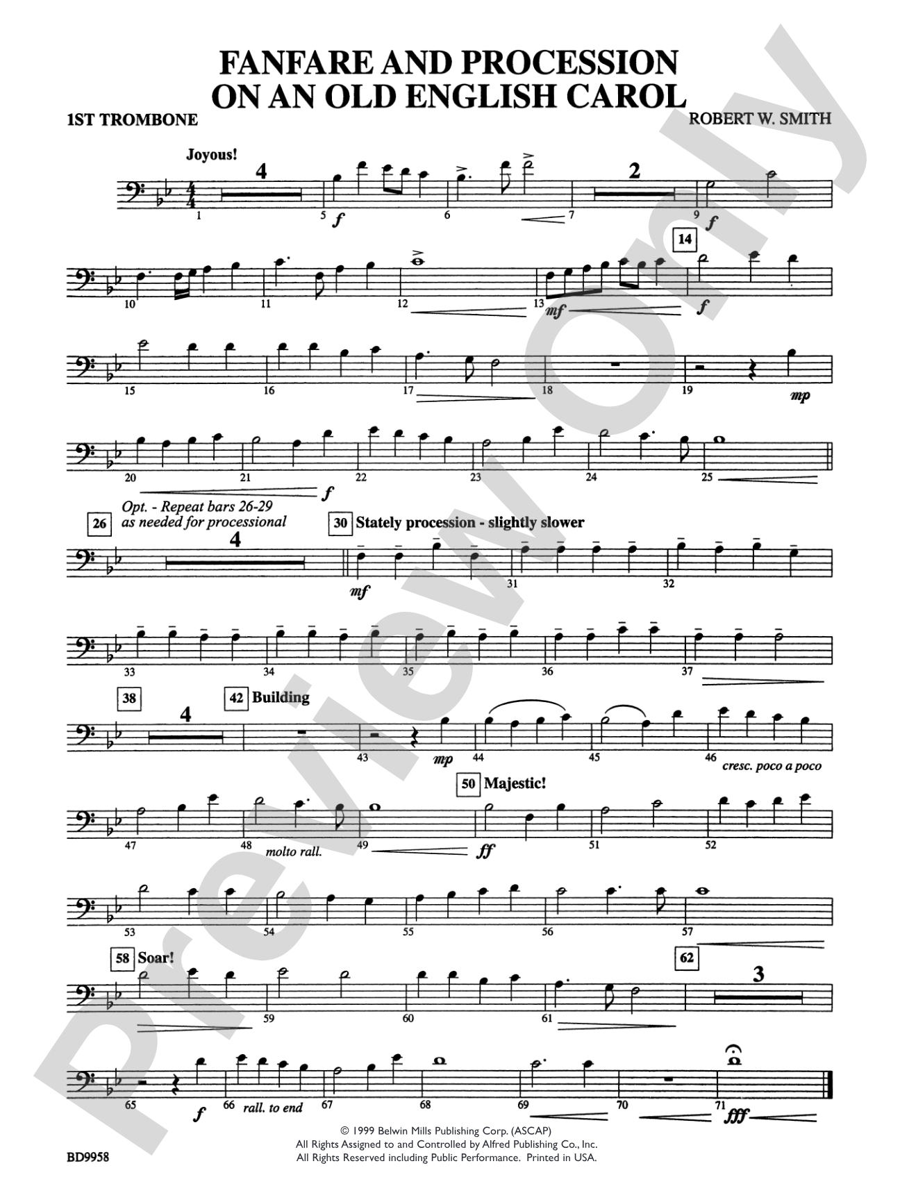 Fanfare and Processional on an Old English Carol: 1st Trombone