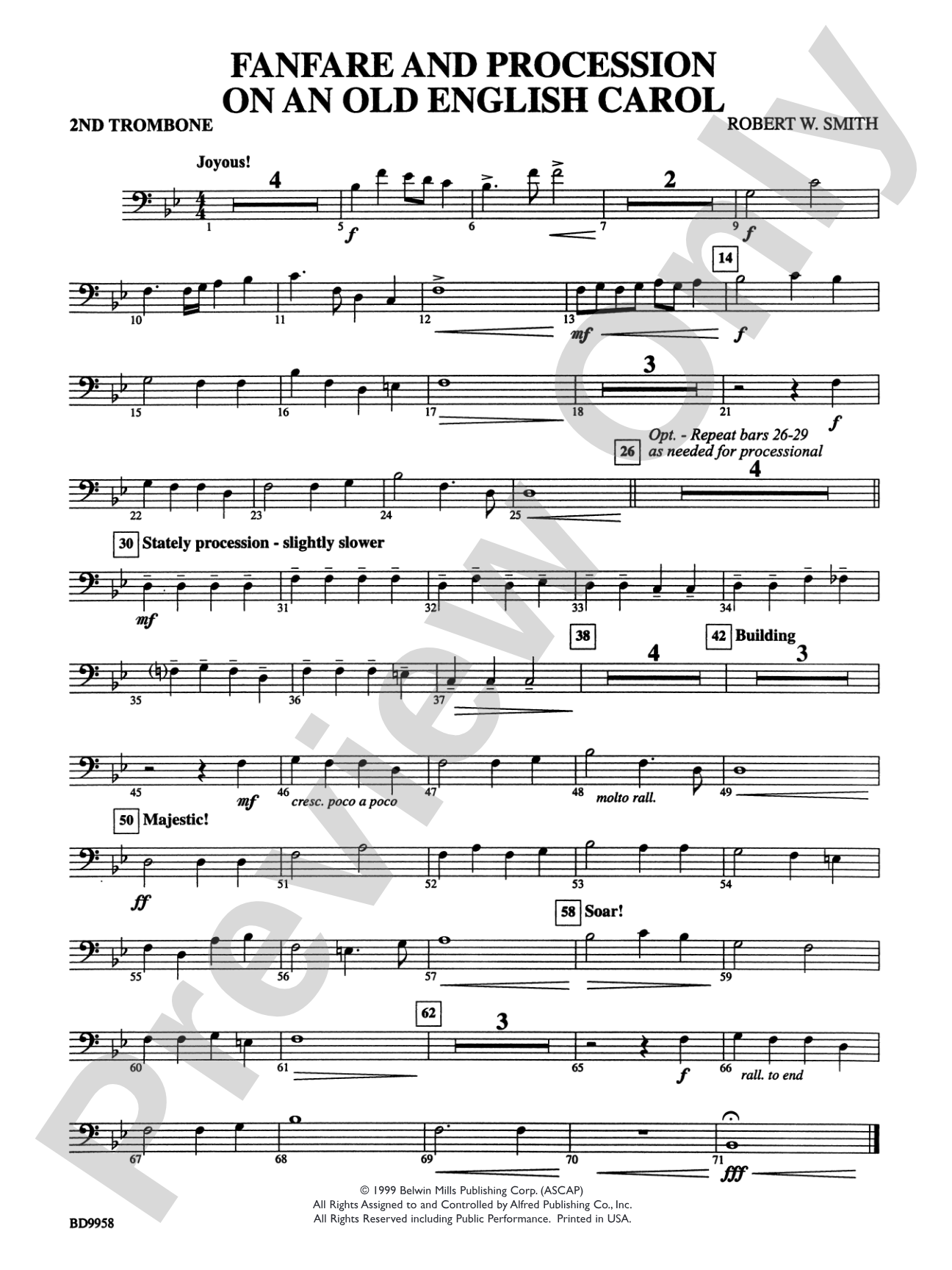 Fanfare and Processional on an Old English Carol: 2nd Trombone