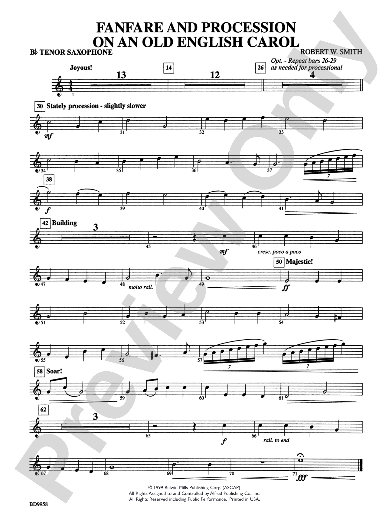Fanfare and Processional on an Old English Carol: B-flat Tenor Saxophone
