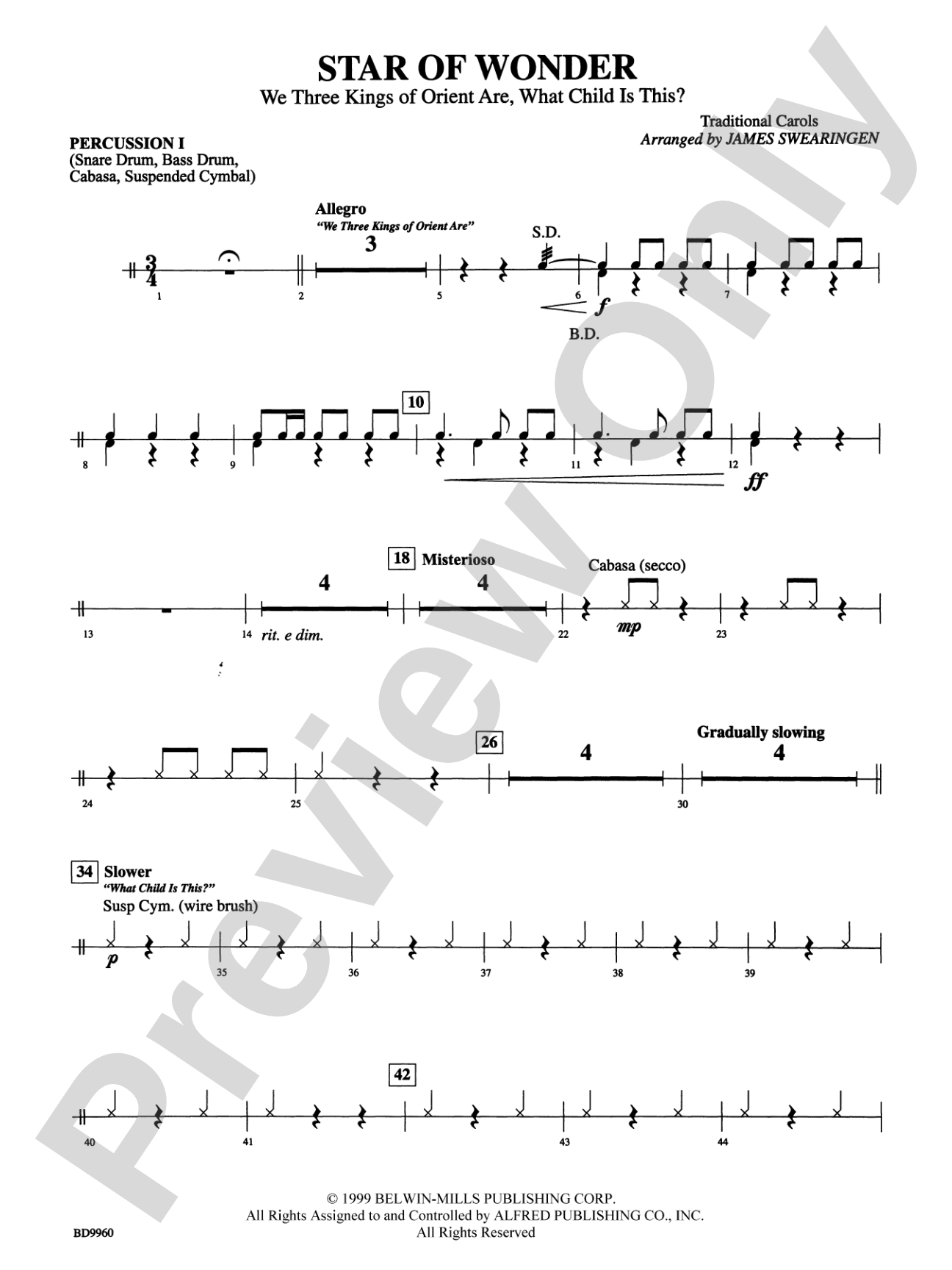 Star of Wonder: 1st Percussion