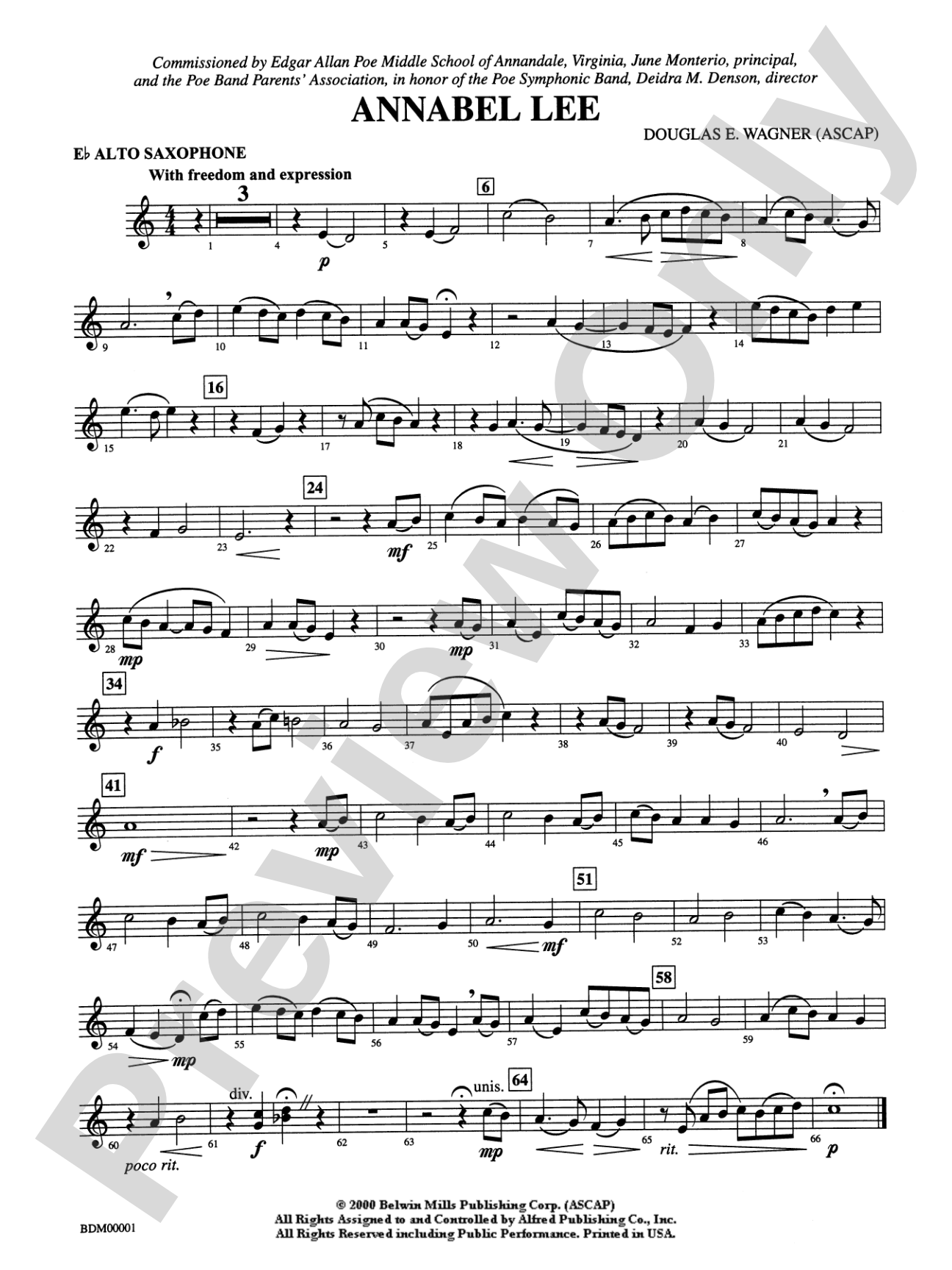 Annabel Lee: E-flat Alto Saxophone