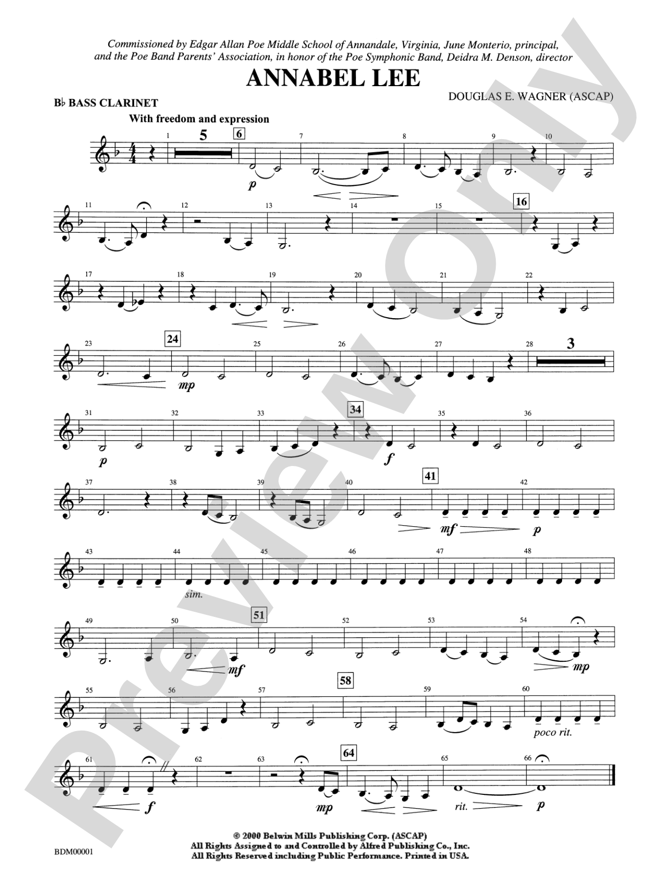 Annabel Lee: B-flat Bass Clarinet