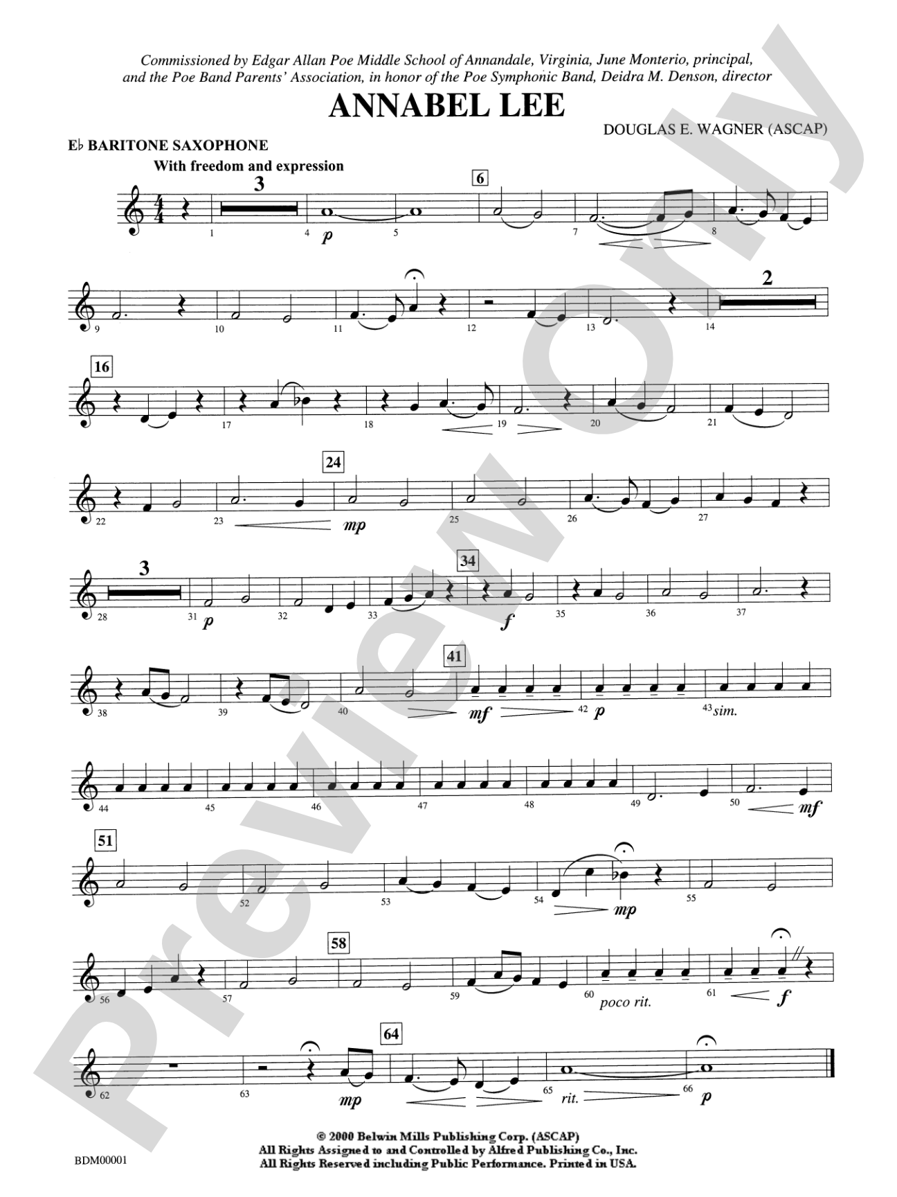 Annabel Lee: E-flat Baritone Saxophone