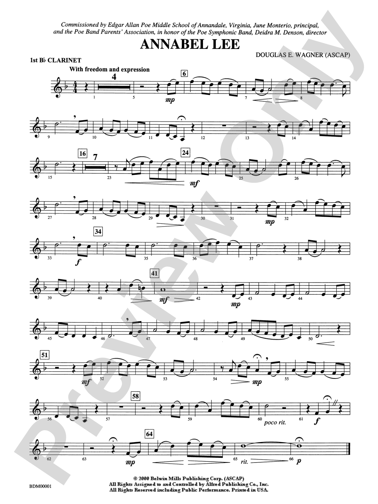 Annabel Lee: 1st B-flat Clarinet