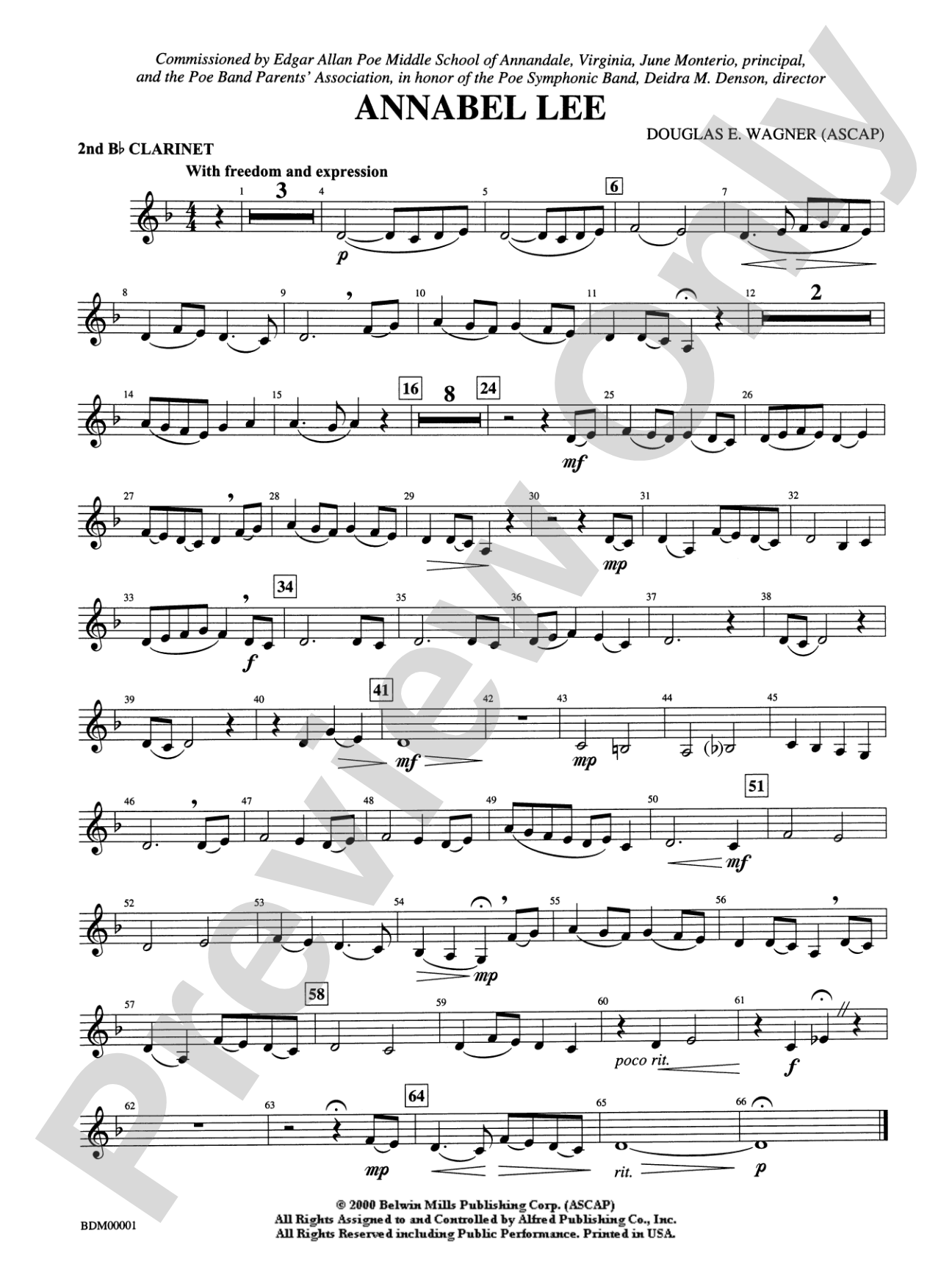 Annabel Lee: 2nd B-flat Clarinet
