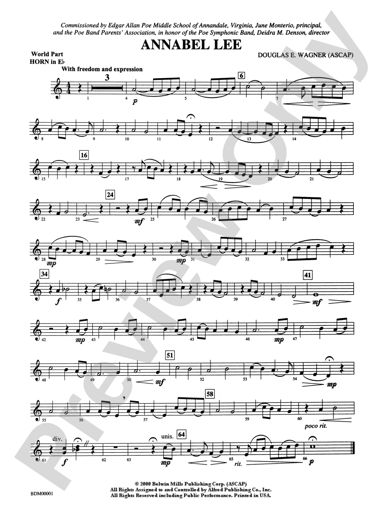 Annabel Lee: WP 1st Horn in E-flat