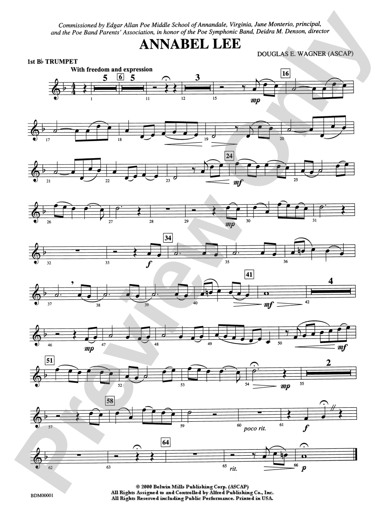 Annabel Lee: 1st B-flat Trumpet