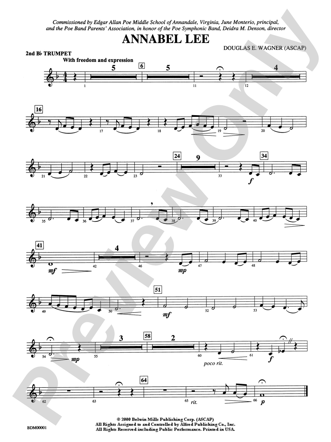 Annabel Lee: 2nd B-flat Trumpet