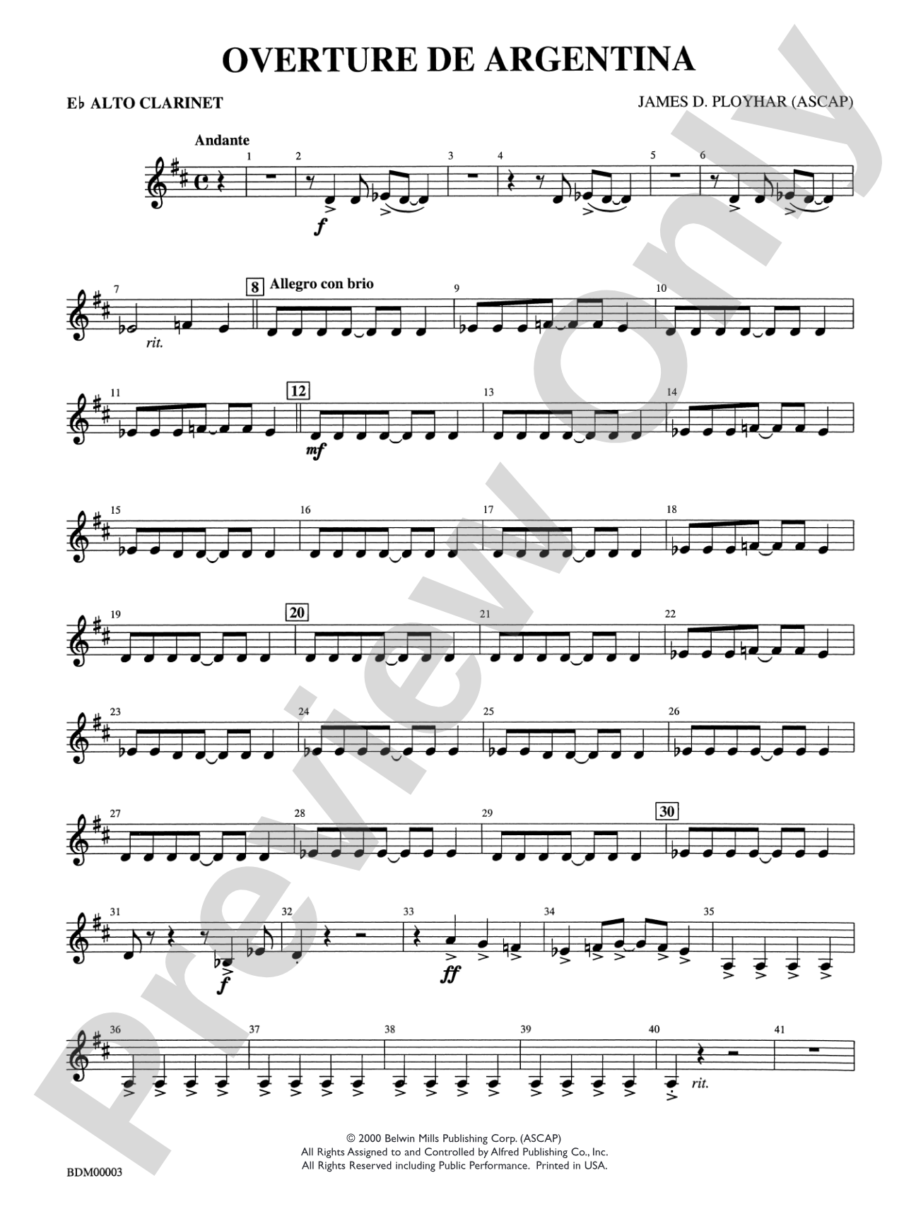 Overture de Argentina: E-flat Alto Clarinet
