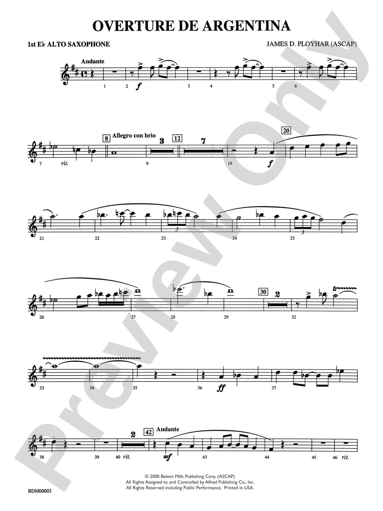 Overture de Argentina: E-flat Alto Saxophone