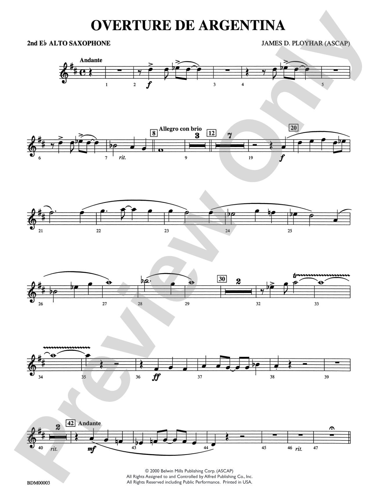 Overture de Argentina: 2nd E-flat Alto Saxophone