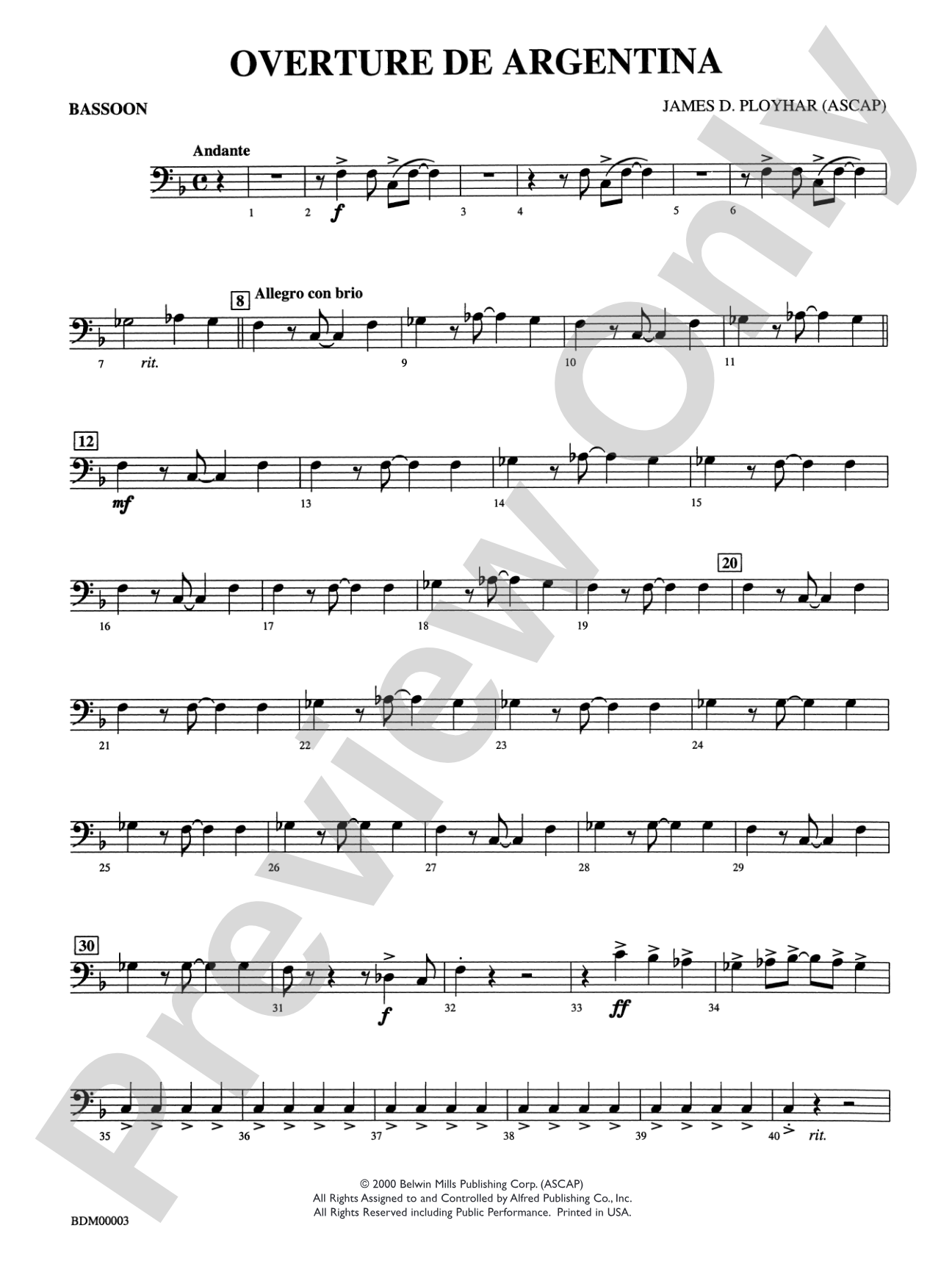 Overture de Argentina: Bassoon