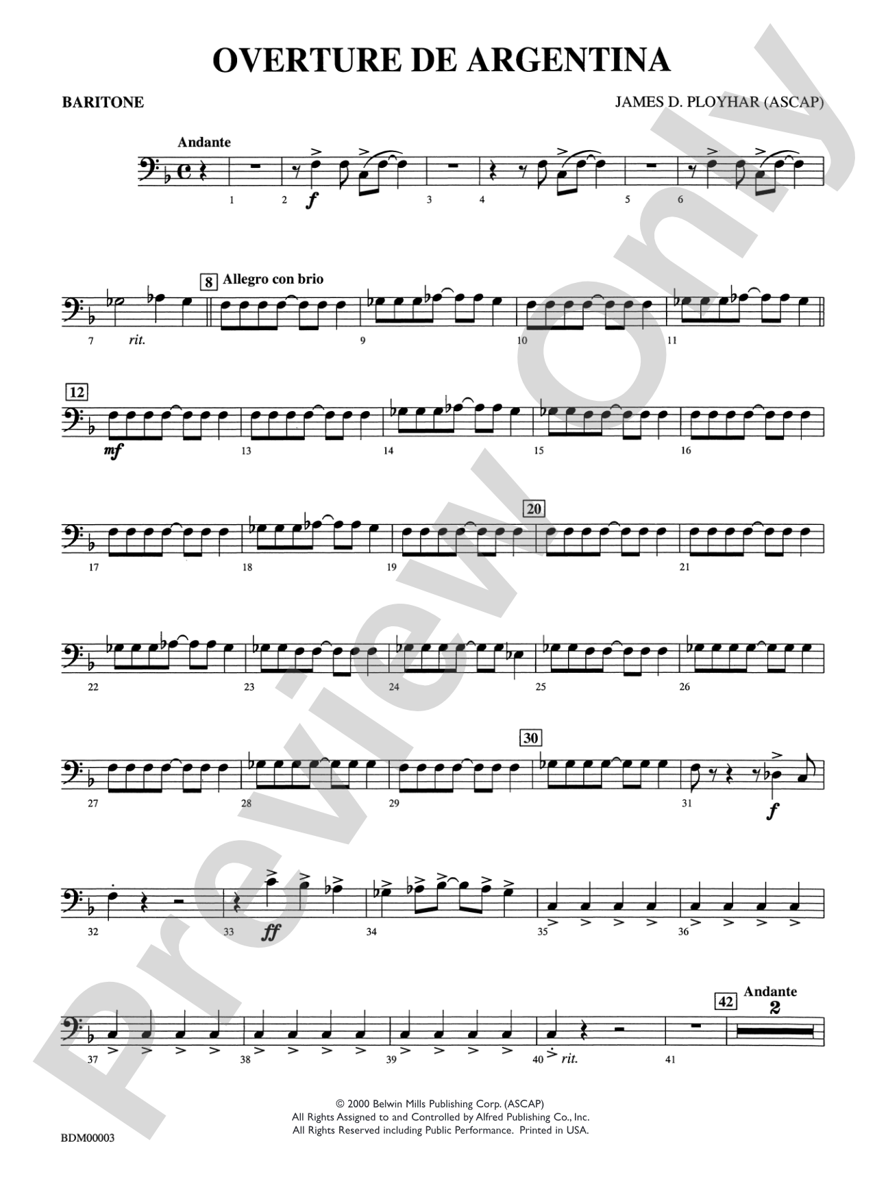Overture de Argentina: Baritone B.C.