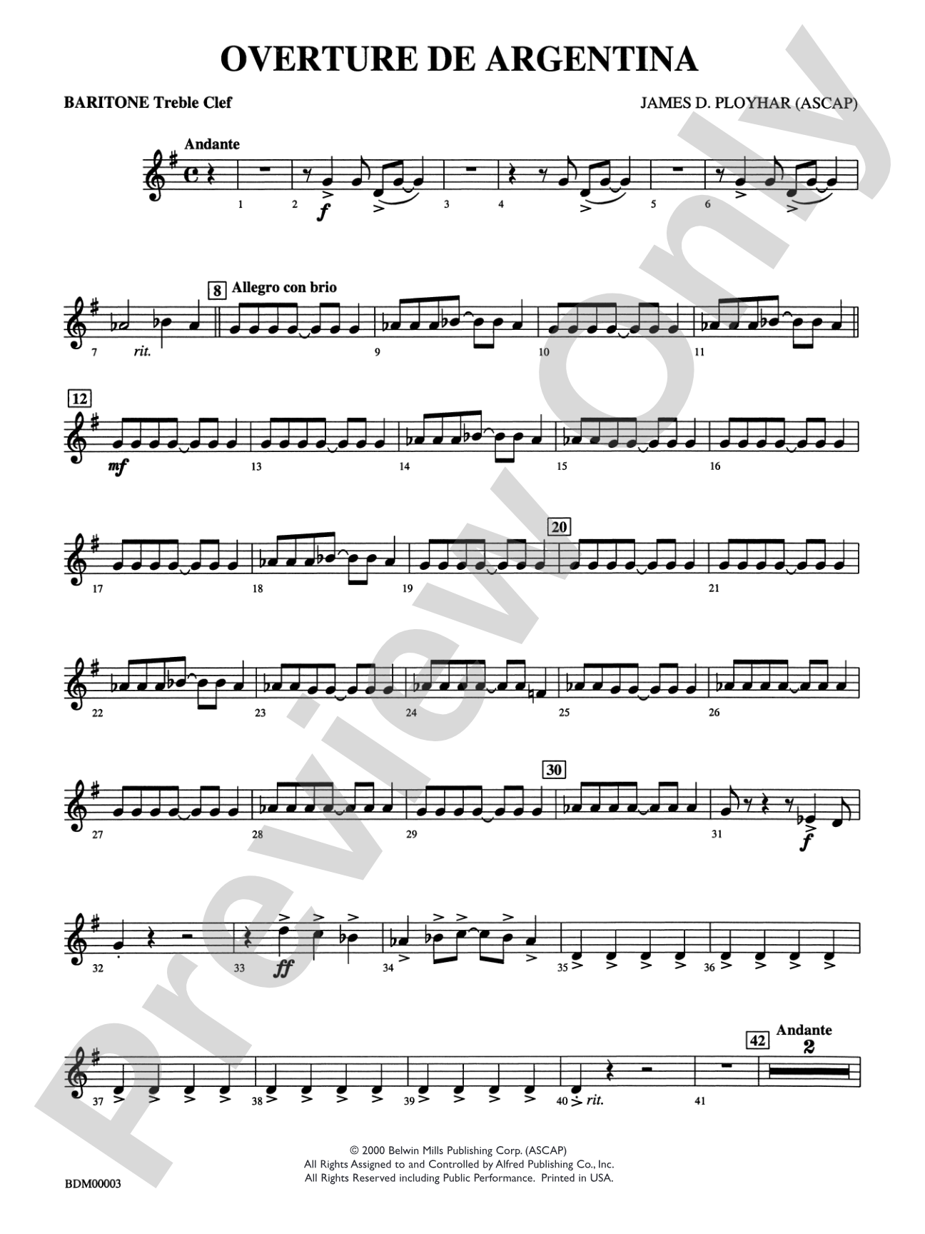 Overture de Argentina: Baritone T.C.