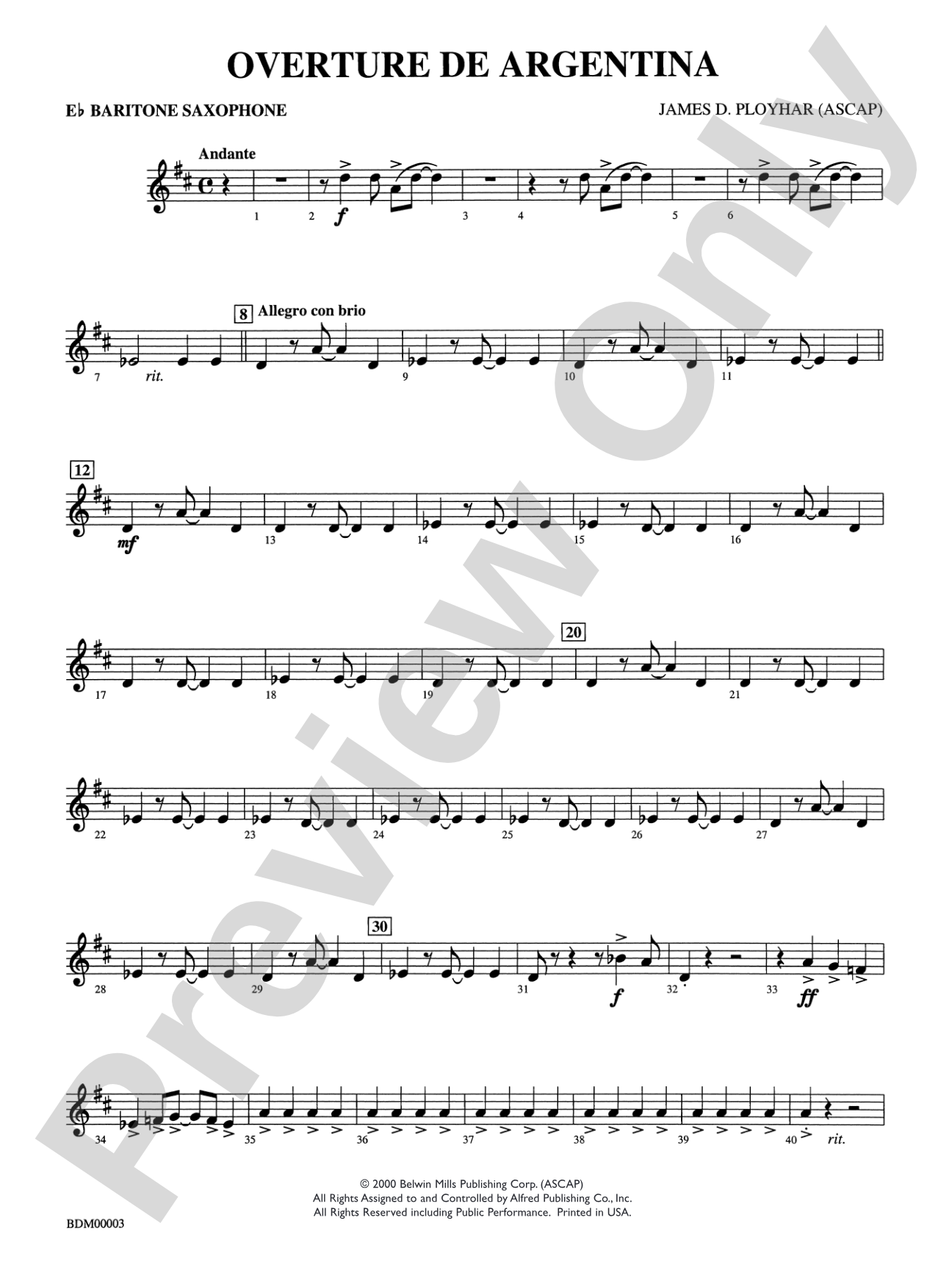 Overture de Argentina: E-flat Baritone Saxophone