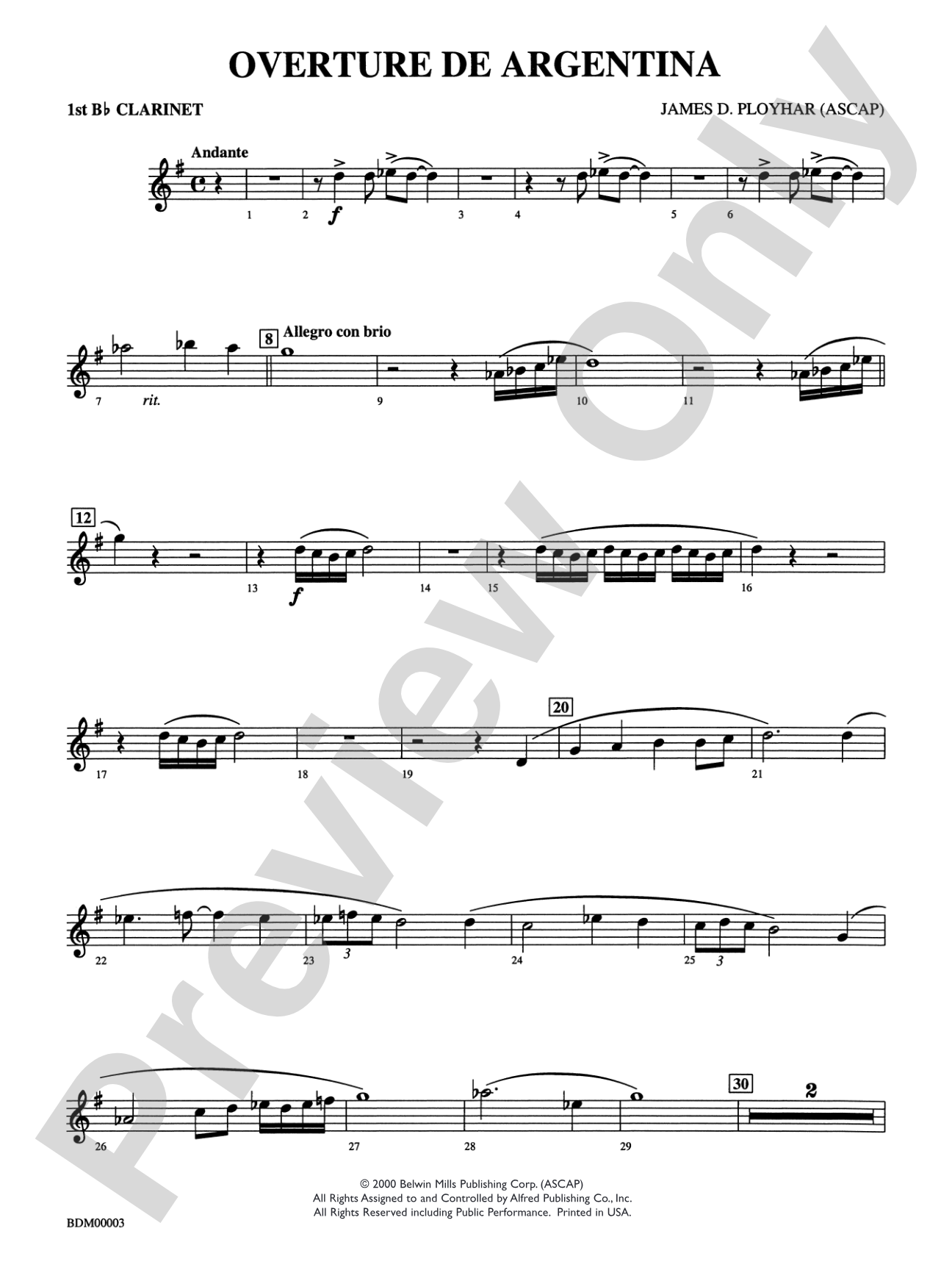 Overture de Argentina: 1st B-flat Clarinet