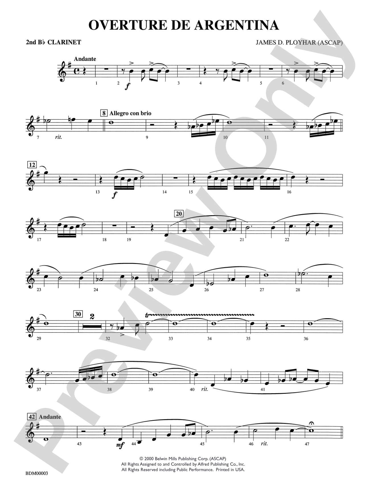 Overture de Argentina: 2nd B-flat Clarinet