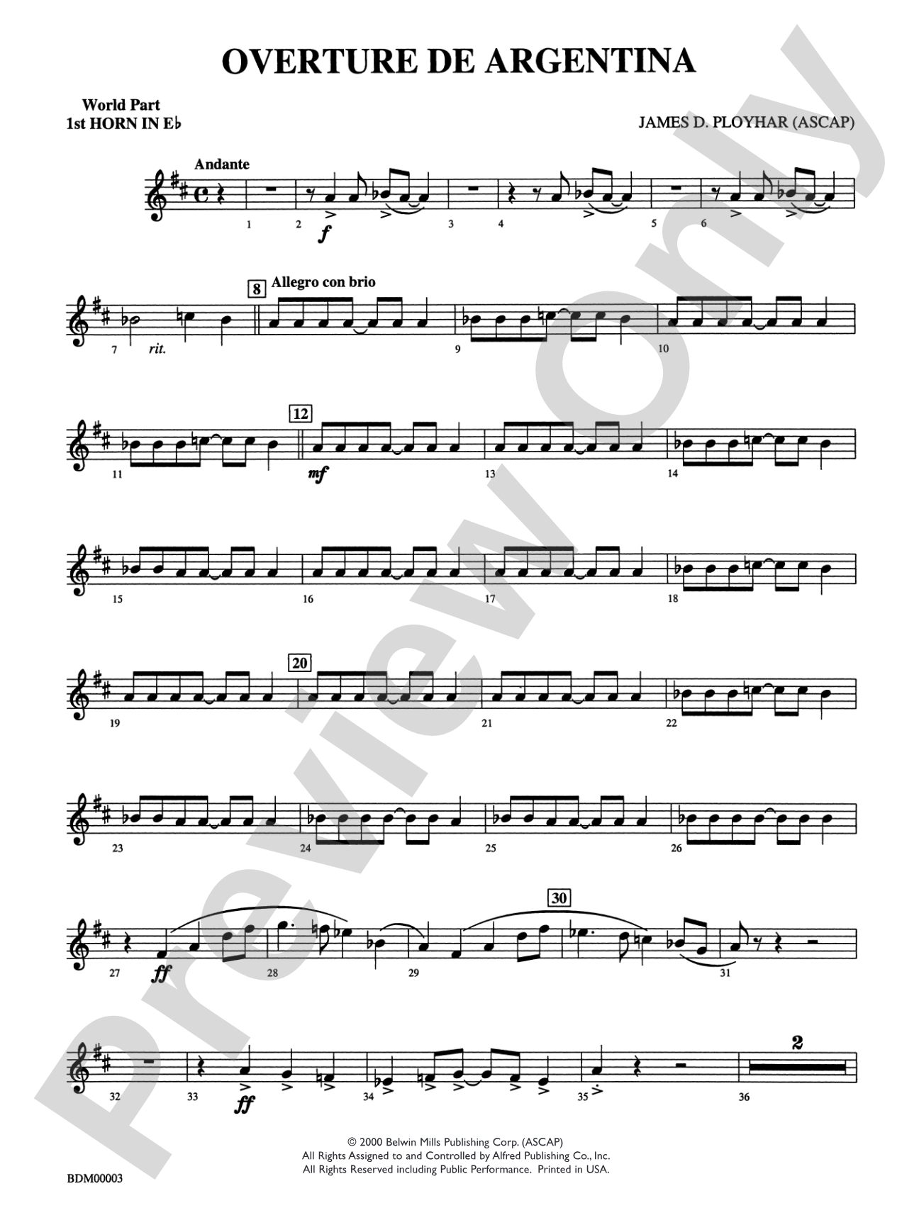 Overture de Argentina: WP 1st Horn in E-flat
