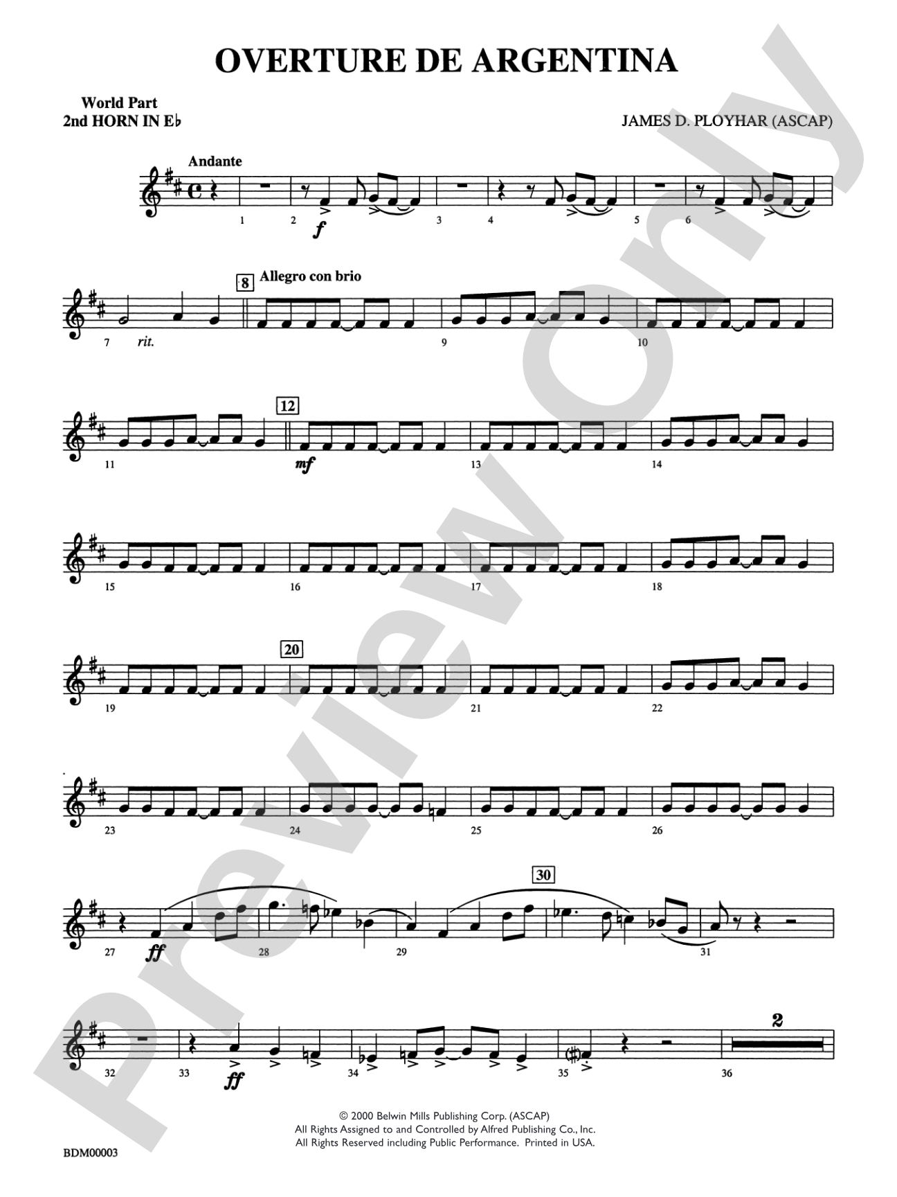 Overture de Argentina: WP 2nd Horn in E-flat