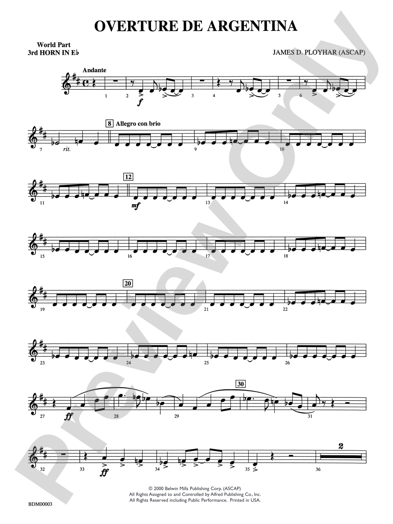 Overture de Argentina: WP 3rd Horn in E-flat