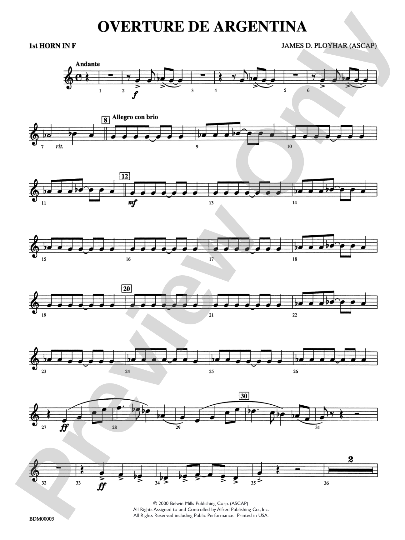 Overture de Argentina: 1st F Horn