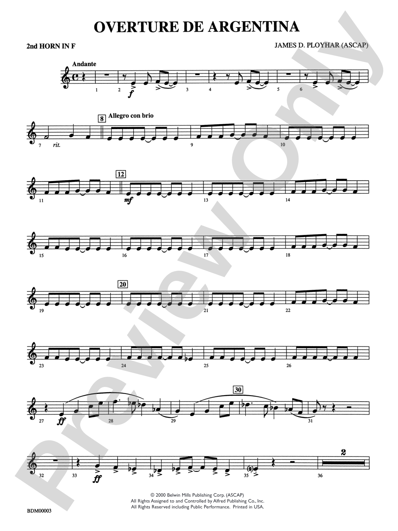 Overture de Argentina: 2nd F Horn