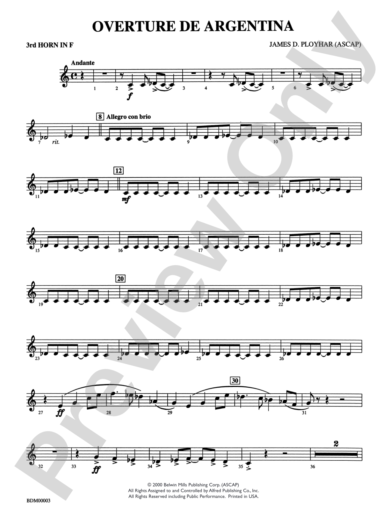 Overture de Argentina: 3rd F Horn