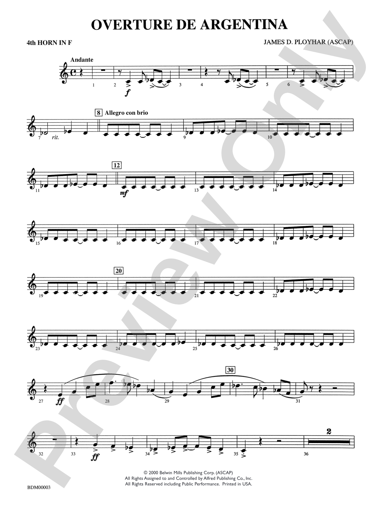 Overture de Argentina: 4th F Horn