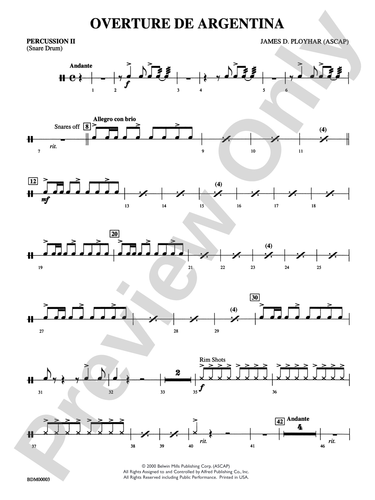 Overture de Argentina: 2nd Percussion
