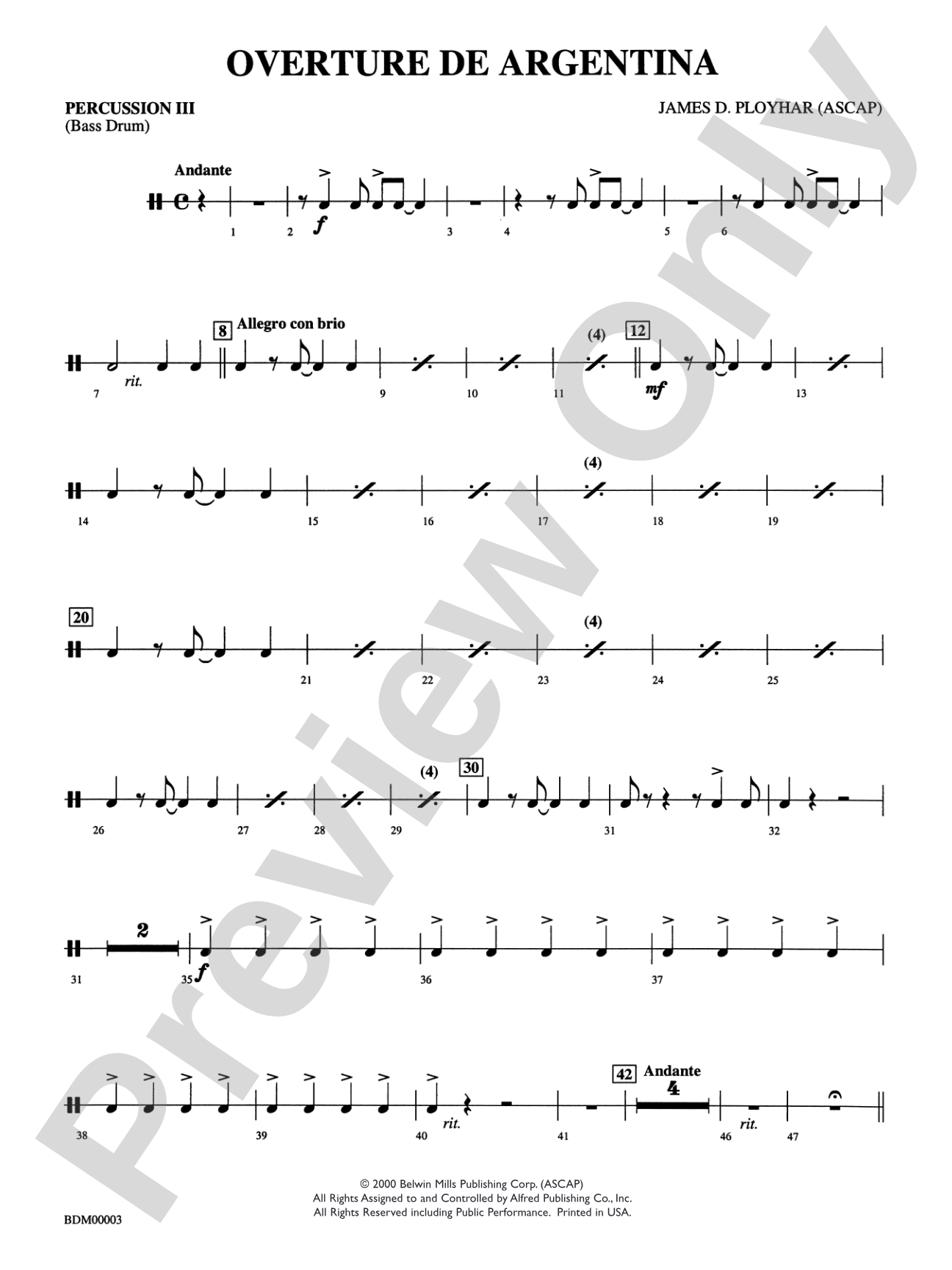 Overture de Argentina: 3rd Percussion