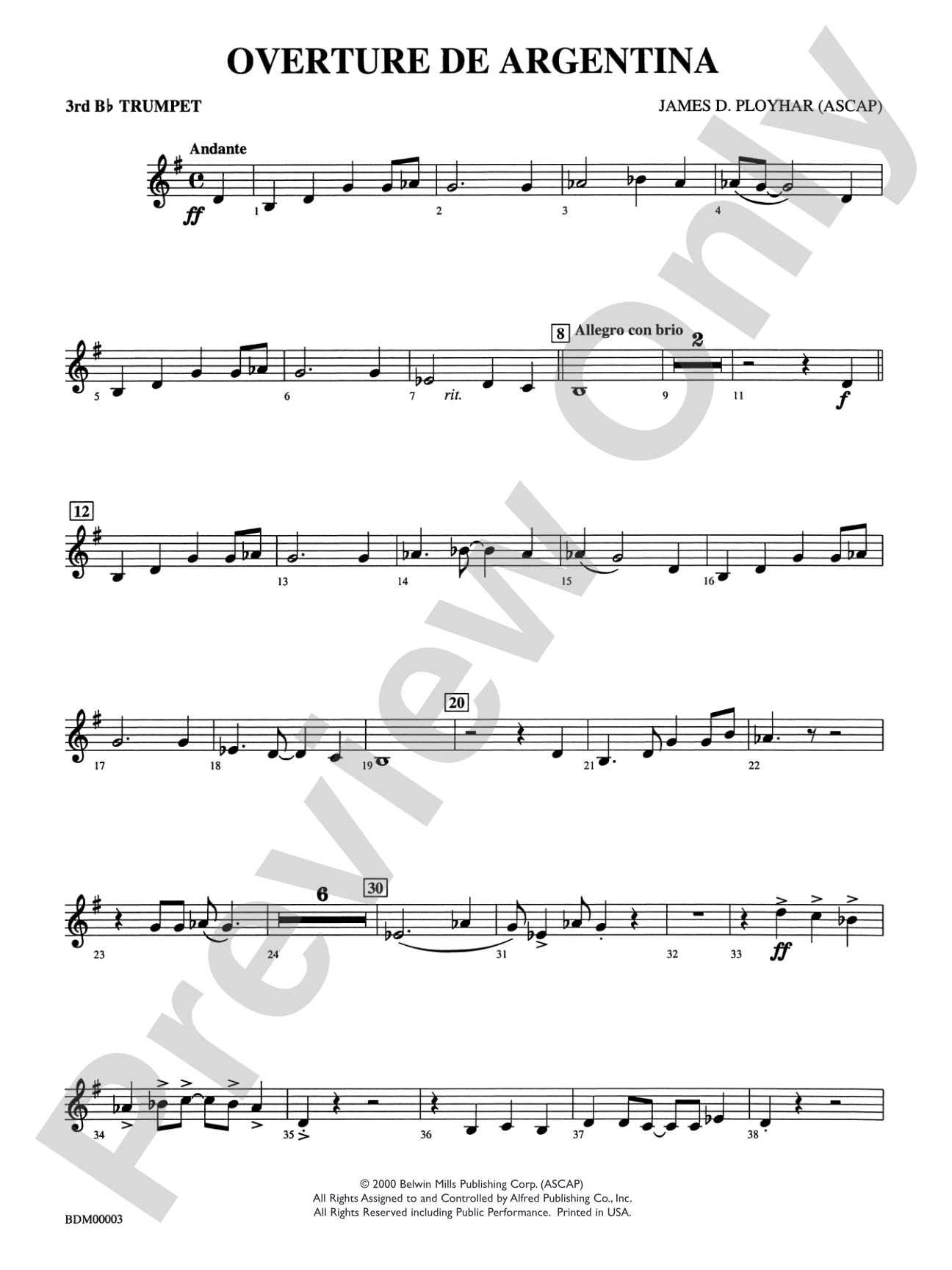 Overture de Argentina: 3rd B-flat Trumpet