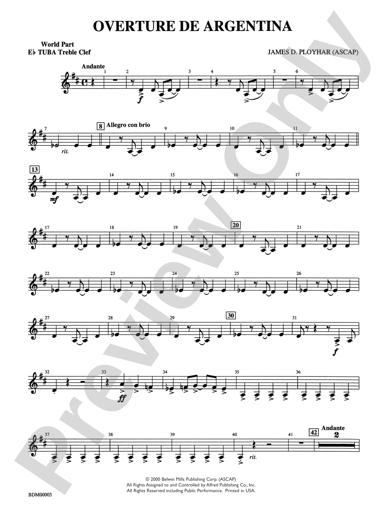 Overture de Argentina: WP E-flat Tuba T.C.