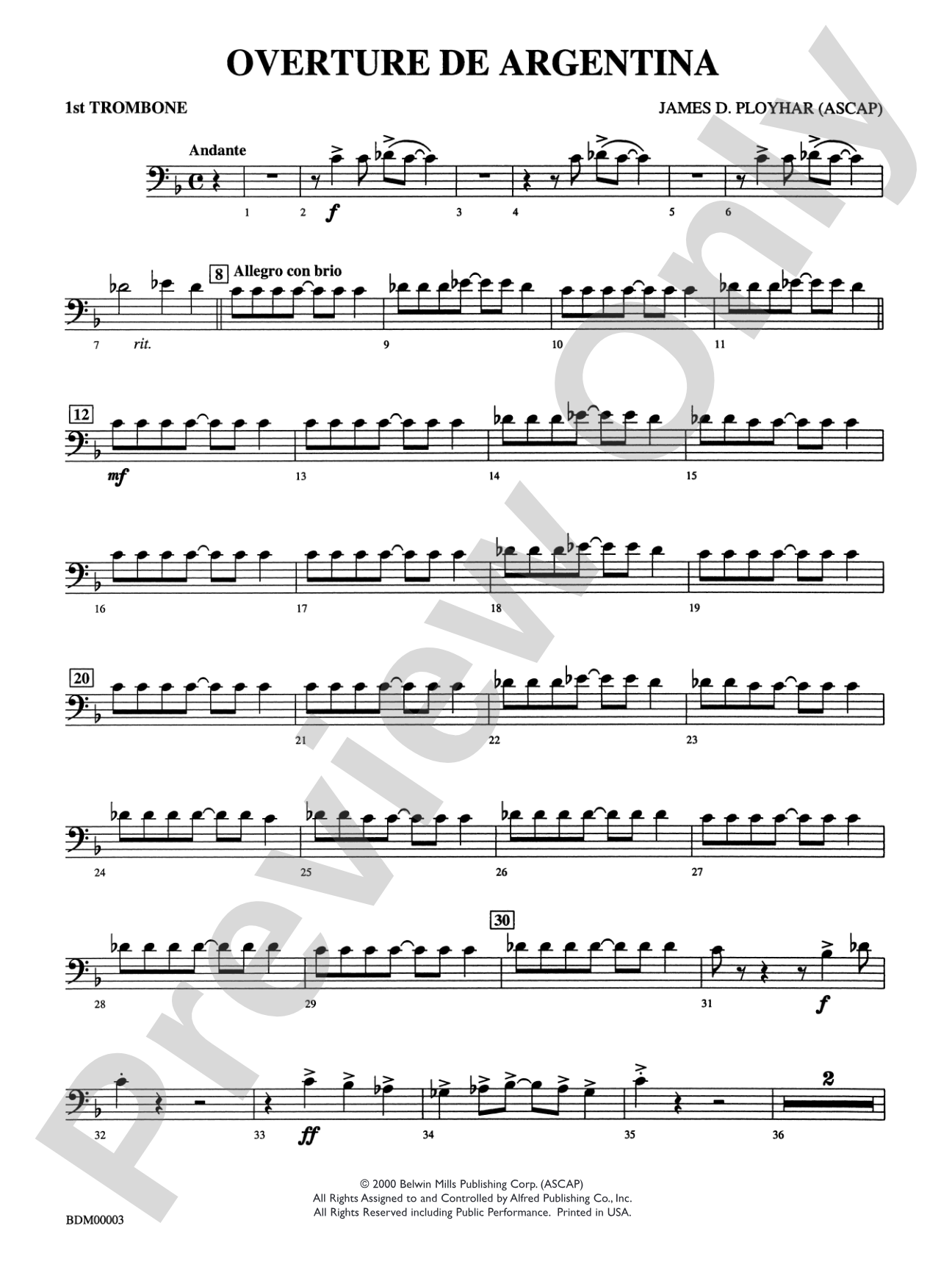 Overture de Argentina: 1st Trombone