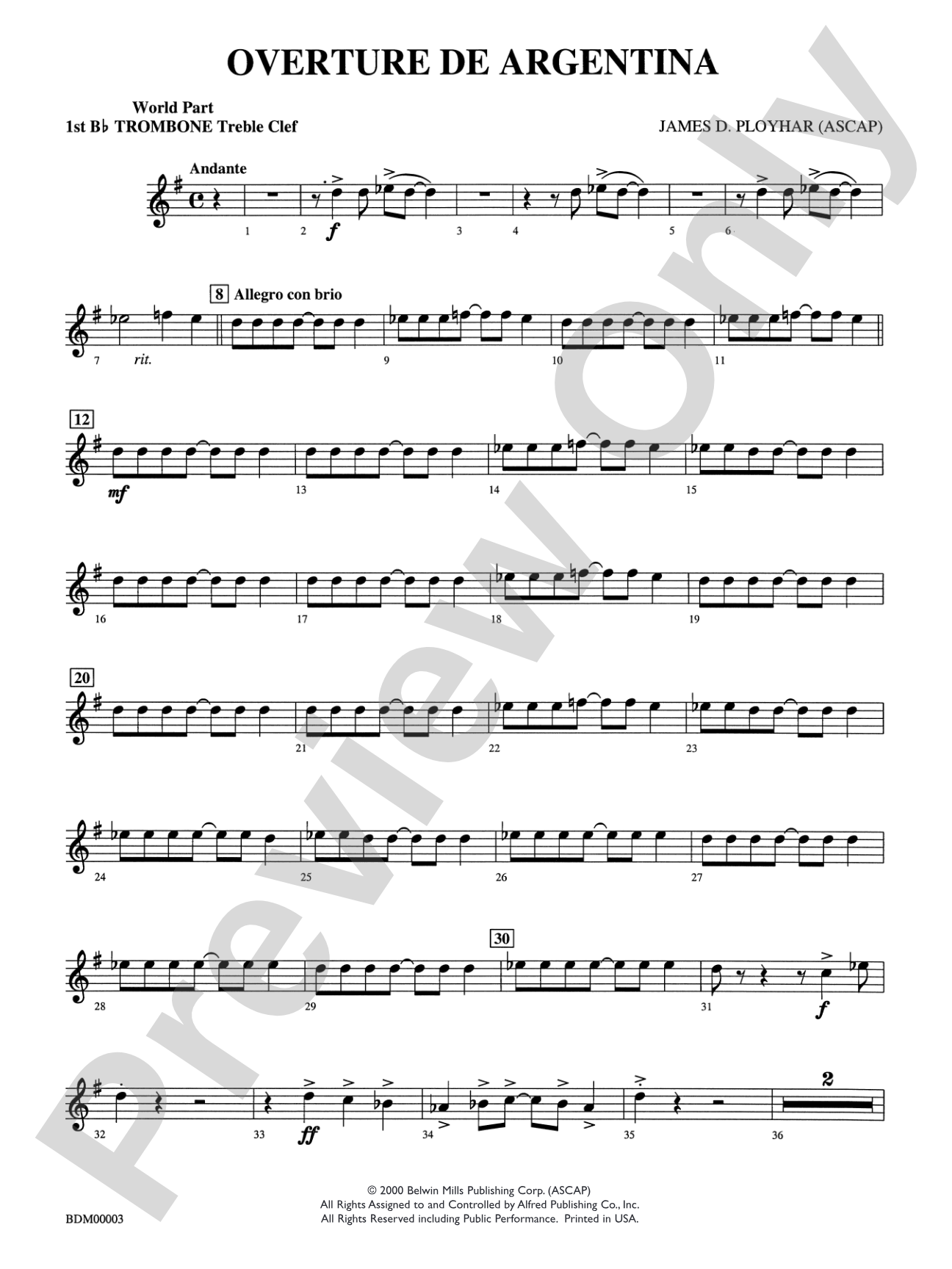 Overture de Argentina: WP 1st B-flat Trombone T.C.