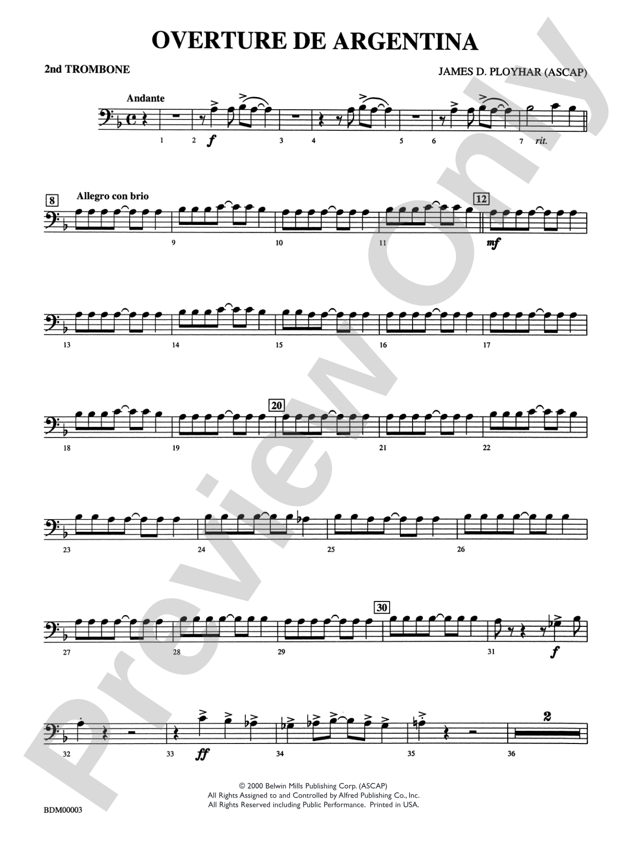 Overture de Argentina: 2nd Trombone