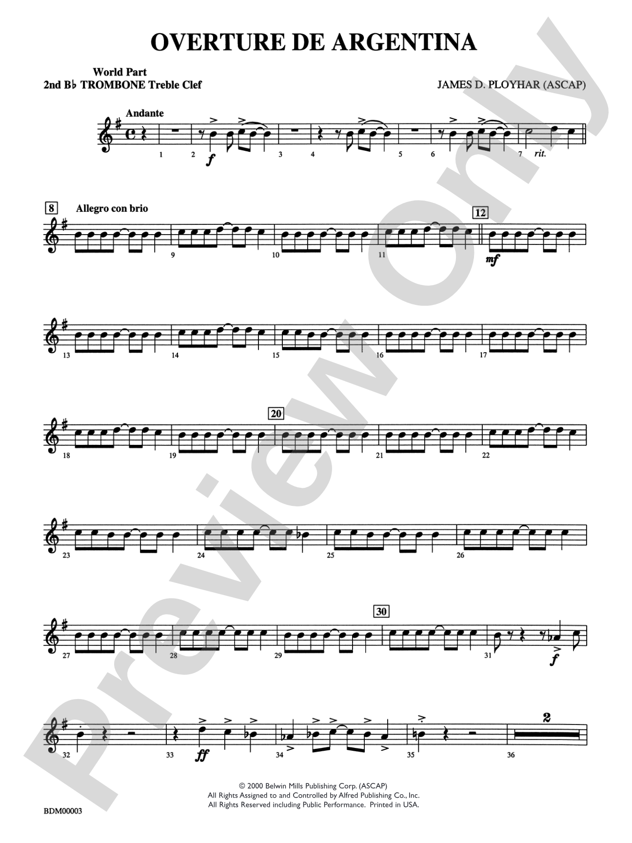 Overture de Argentina: WP 2nd B-flat Trombone T.C.