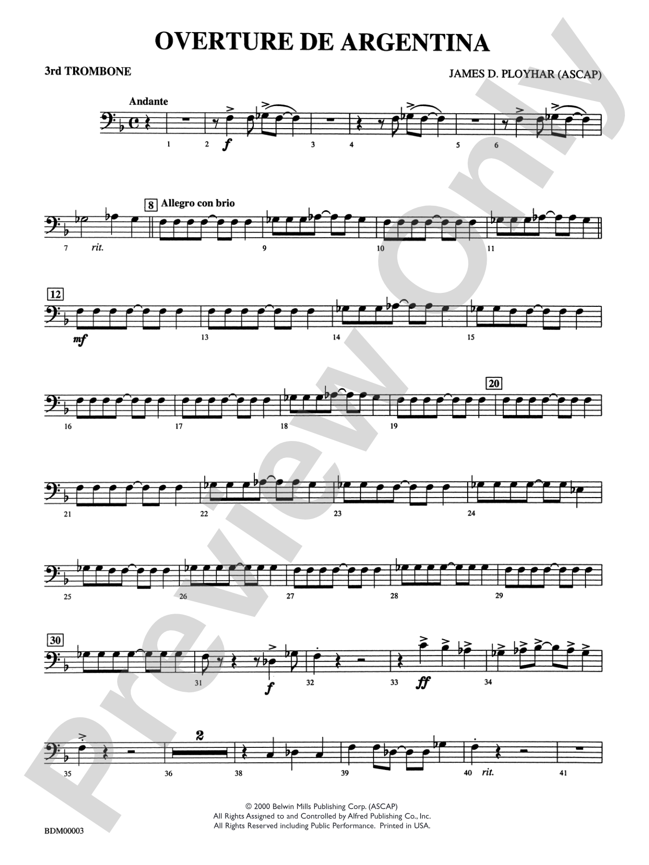 Overture de Argentina: 3rd Trombone