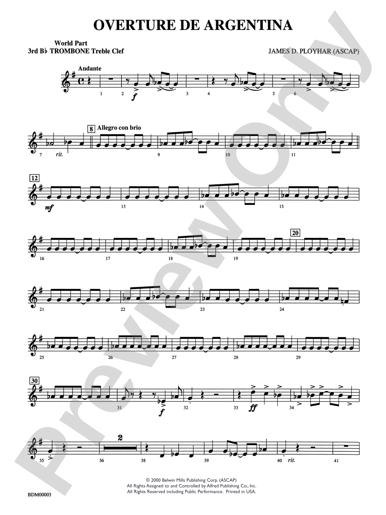 Overture de Argentina: WP 3rd B-flat Trombone T.C.