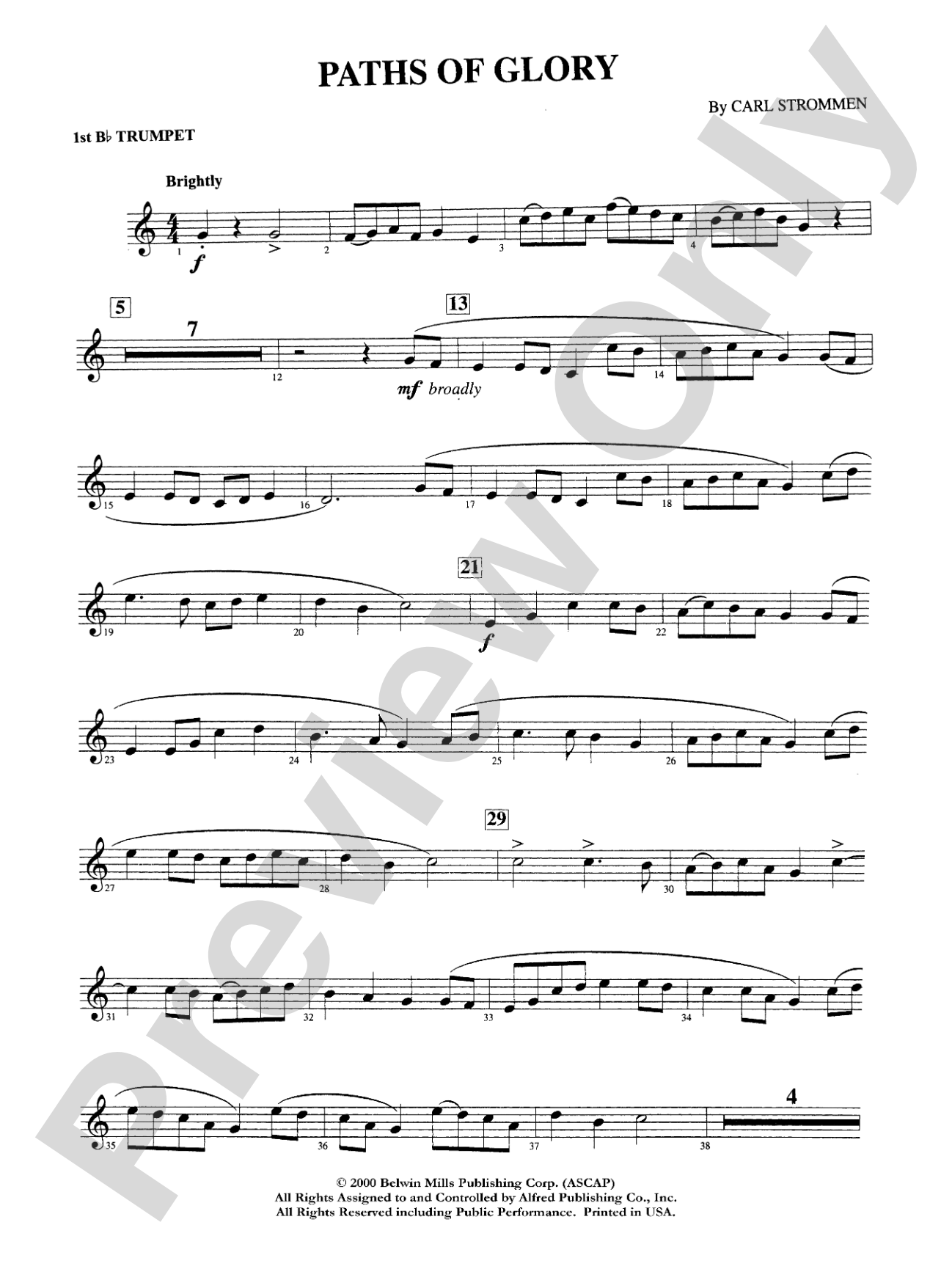 Paths of Glory: 1st B-flat Trumpet