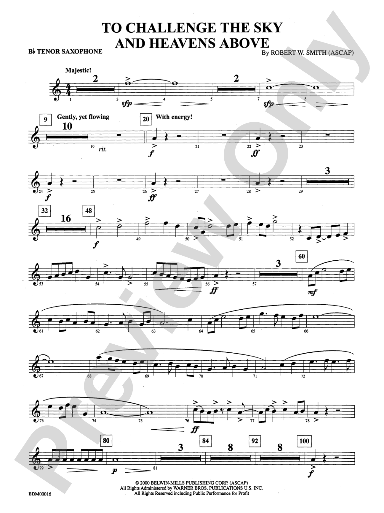 To Challenge the Sky and Heavens Above: B-flat Tenor Saxophone