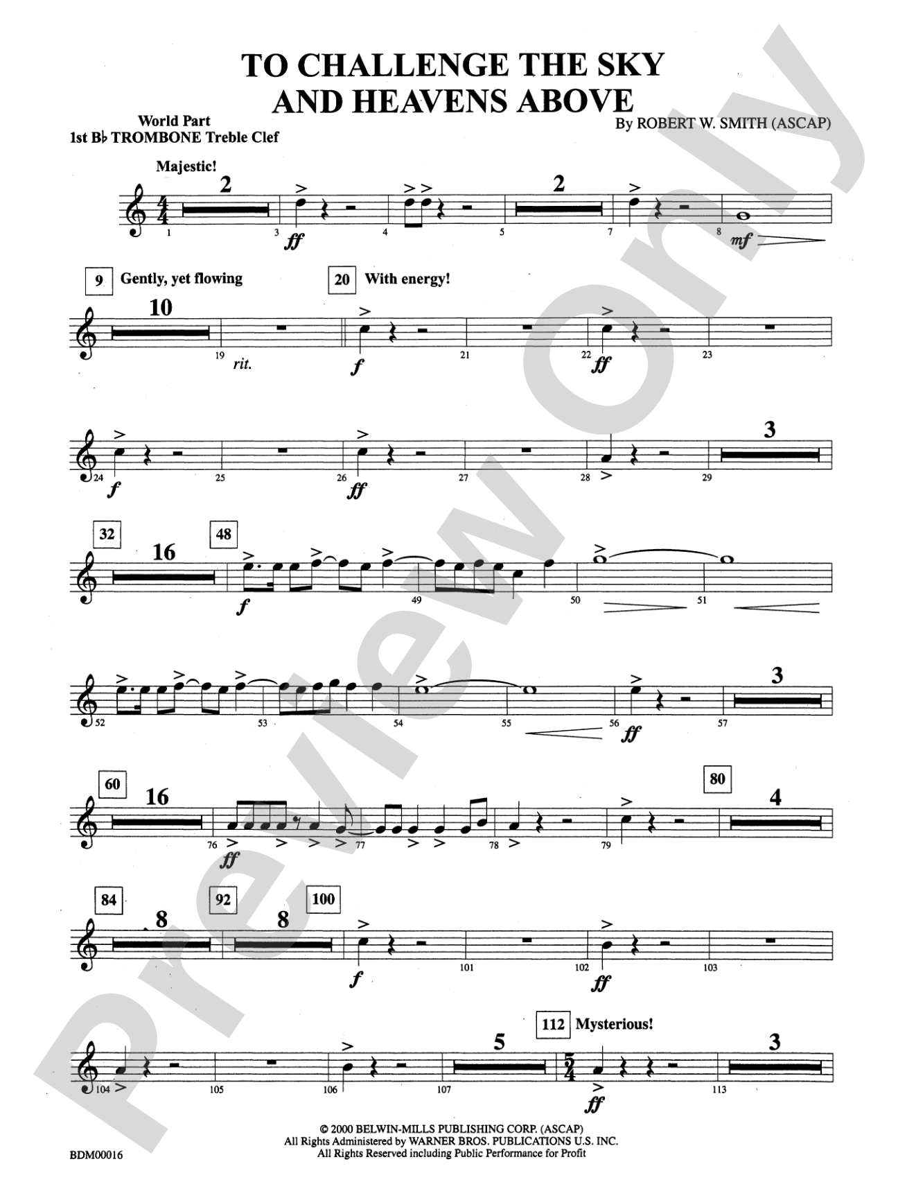 To Challenge the Sky and Heavens Above: (wp) 1st B-flat Trombone T.C.