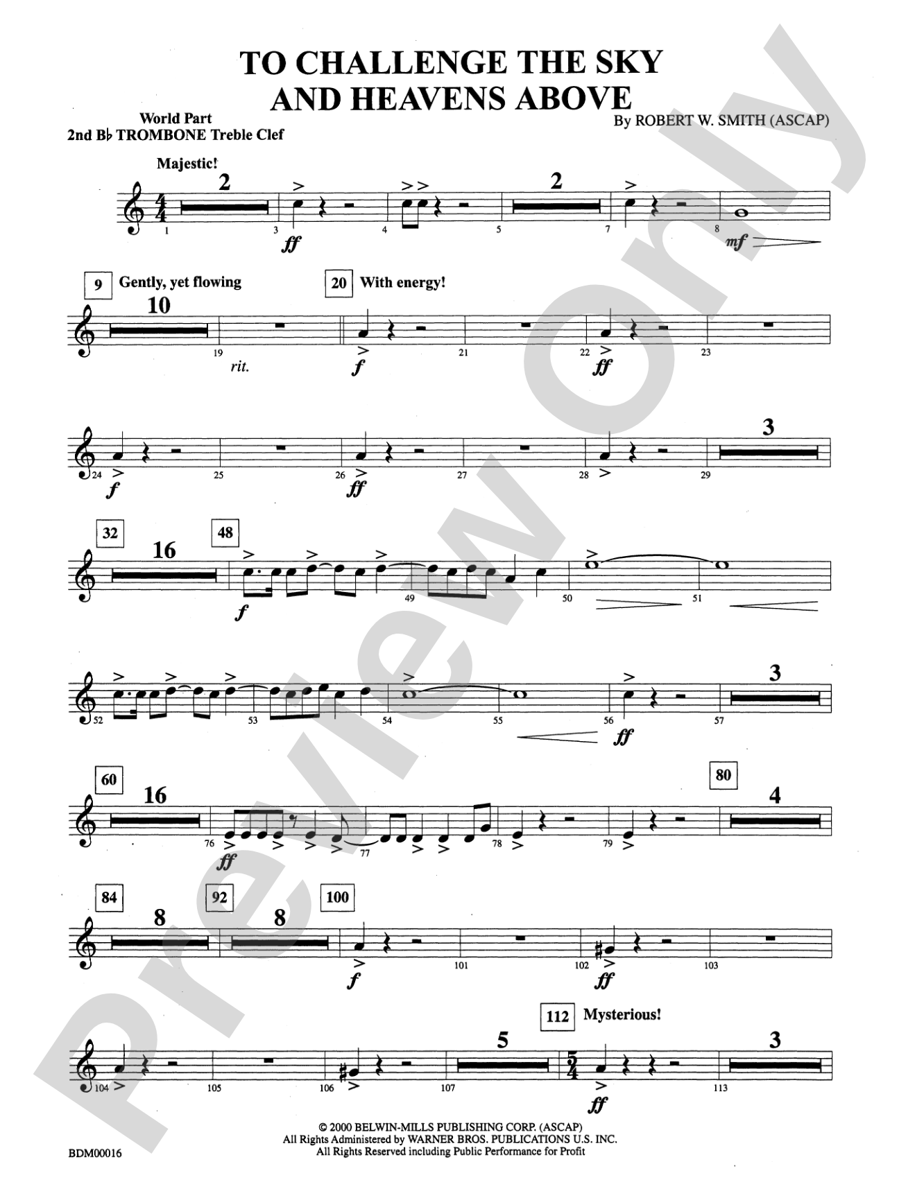 To Challenge the Sky and Heavens Above: (wp) 2nd B-flat Trombone T.C.