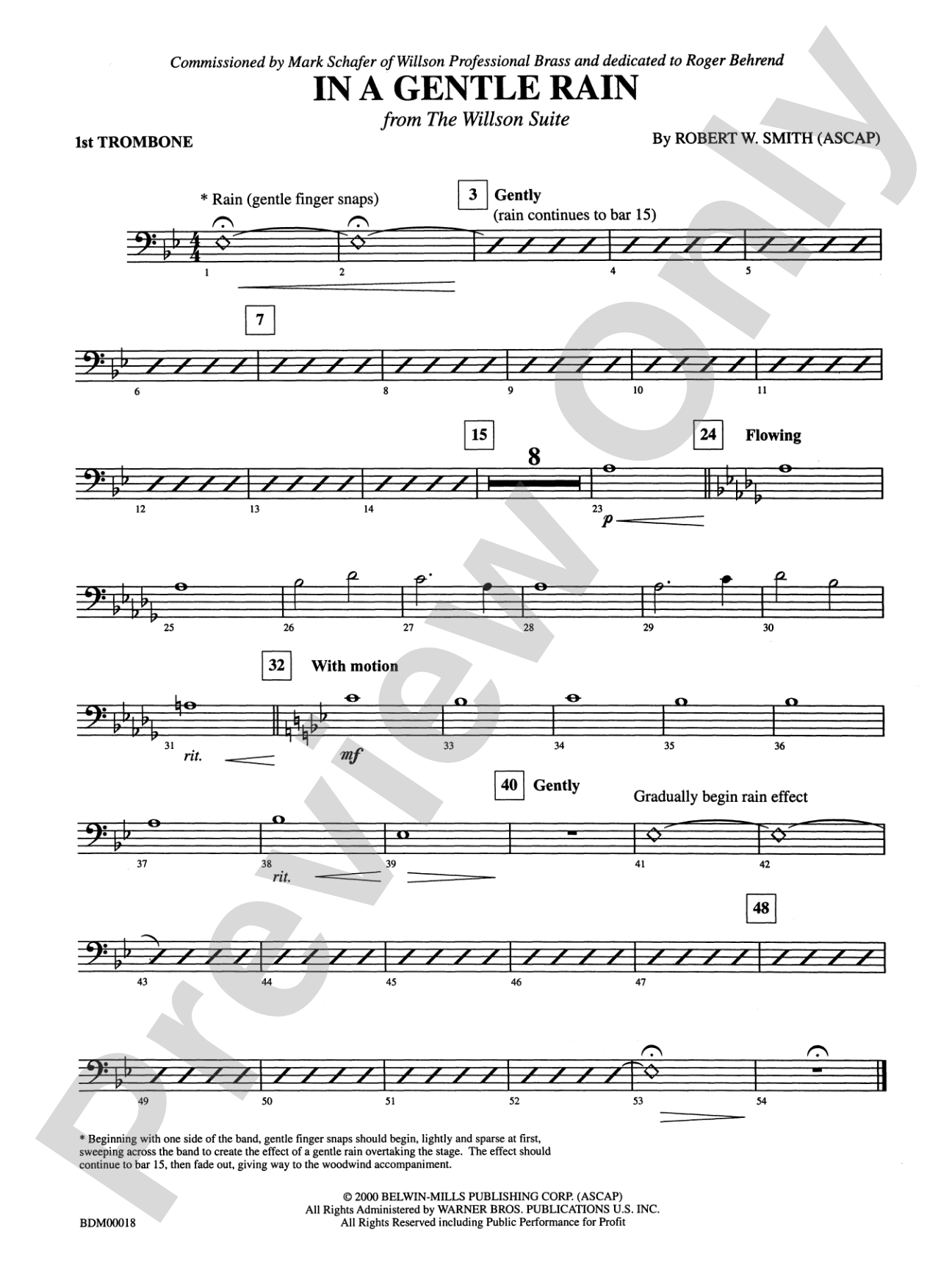 In a Gentle Rain: 1st Trombone